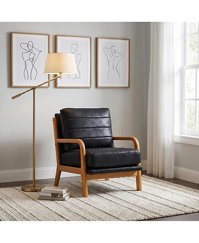 Streamdale Furniture Solid Wood Accent Chair with Foil Fabric and Memory Foam Cushion