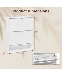 Gymax Shoe Cabinet w/2 Flip Drawers Open Storage and Adjustable Shelves for Entrance