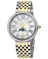 GV2 by Gevril Women's Genoa Swiss Quartz Two tone Ipyg/Ss Stainless Steel Bracelet Diamond Watch