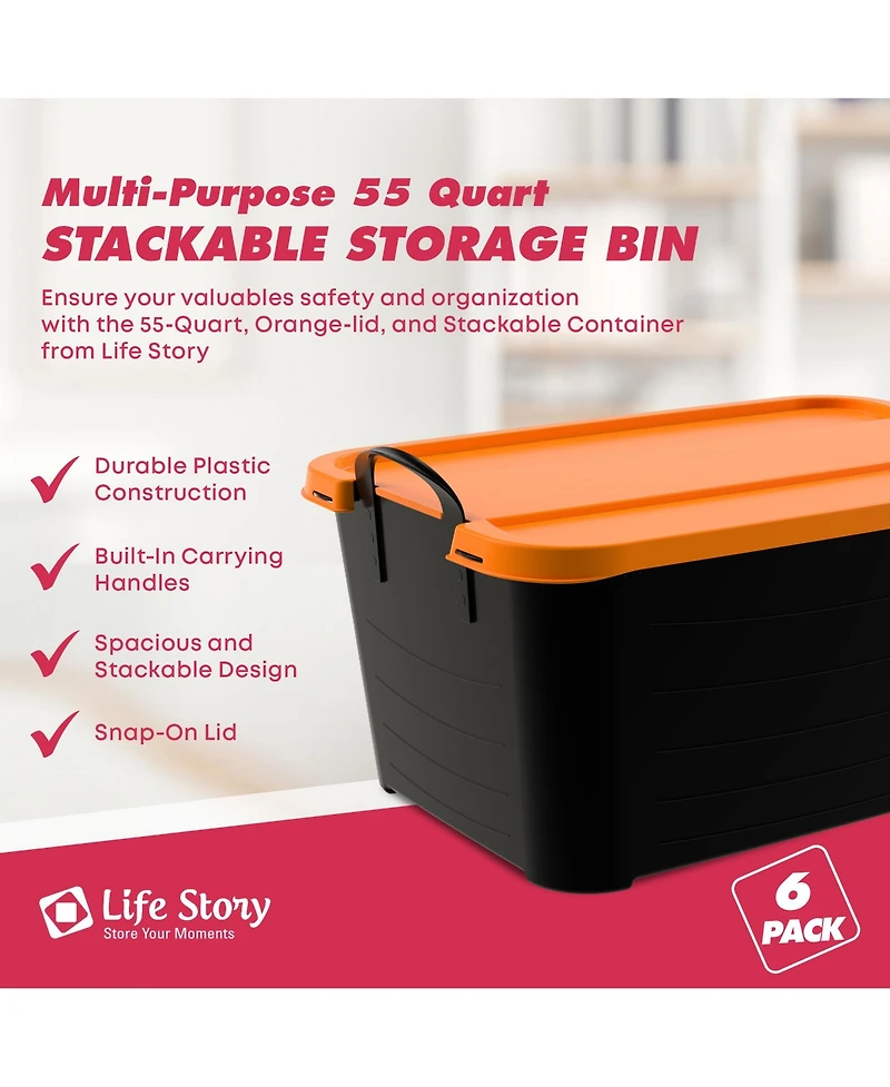 Life Story 55 Quart Stackable Storage Bin, Heavy Duty Lidded Container