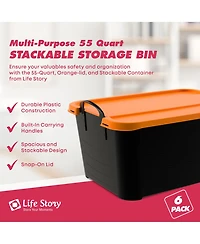 Life Story 55 Quart Stackable Storage Bin, Heavy Duty Lidded Container