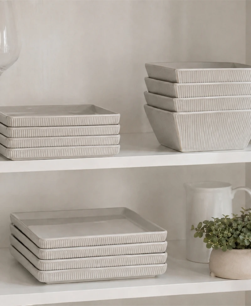 Stone Lain Grace Fluted 12-Piece Dinnerware Set, Service for 4