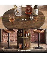 Tribesigns 3-Tier Round Bar Table, 37.4" H Rustic Bistro Pub Table