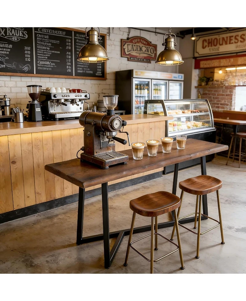 Tribesigns Solid Wood Counter Height Pub Table, Industrial Bar Table with Sturdy Metal Frame, Seats up to 6
