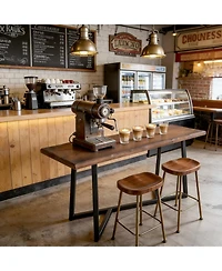 Tribesigns Solid Wood Counter Height Pub Table, Industrial Bar Table with Sturdy Metal Frame, Seats up to 6