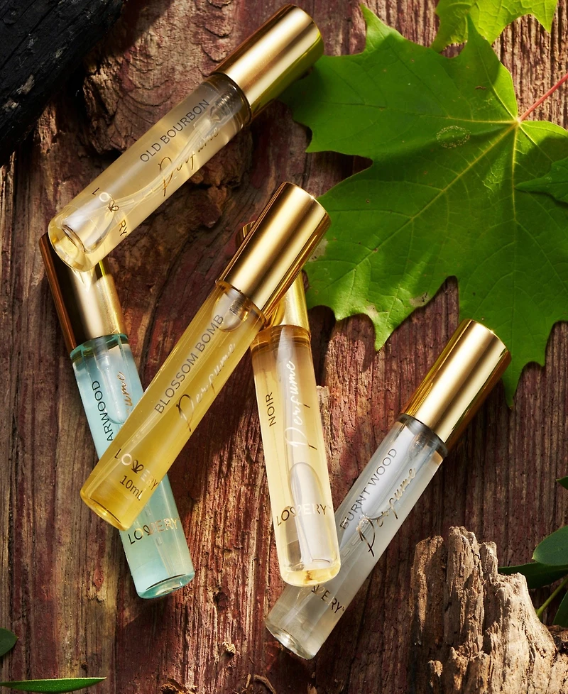 Lovery Travel Pefume Set for Men, 5pieces Colognes Spray, Woody Scent Layering Fragrances with Leather Pouch