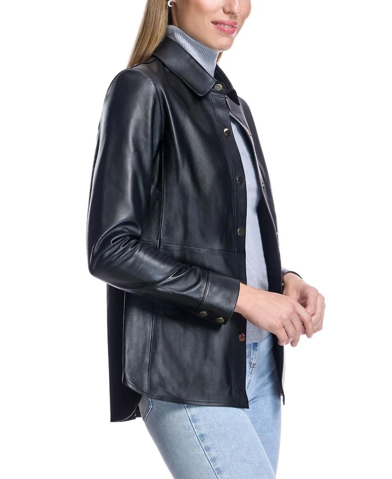 Julia & Stella By Maximilian Women's Michelle Snap-Front Slim-Fit Leather Jacket