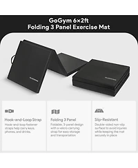 BalanceFrom Fitness GoGym 6x2ft Folding 3 Panel Exercise Mat, Black (2 Pack)