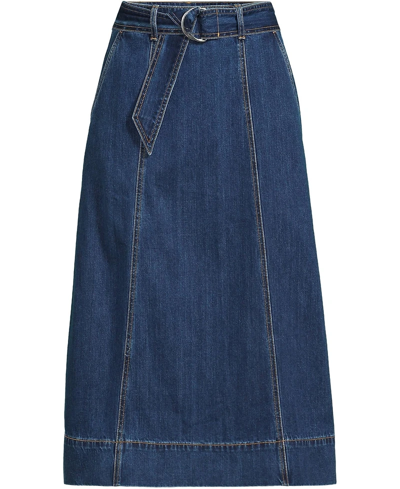 Lands' End Big Girls Women's Soft Denim A-line Midi Skirt