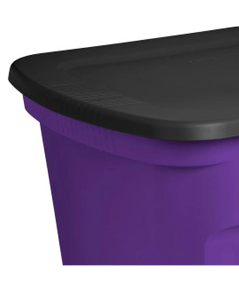 Sterilite 18 Gallon Storage Tote Stackable Plastic Bin with Lid, Purple, 16 Pack