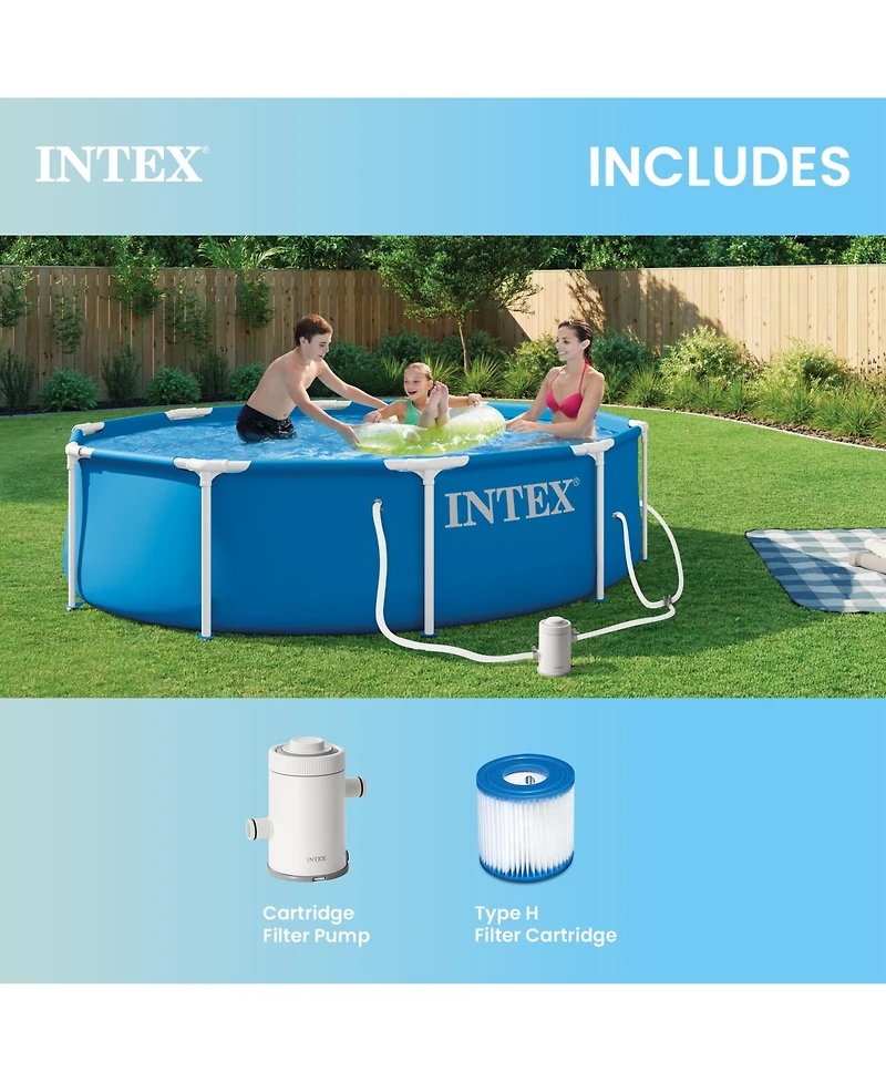 Intex 28201EP 10ft x 30in Metal Frame Above Ground Pool Set w/ Pump and Cartridge