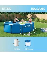 Intex 28201EP 10ft x 30in Metal Frame Above Ground Pool Set w/ Pump and Cartridge