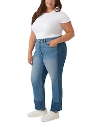 Seven7 Plus Pieced Straight High-Rise Colorblock Jeans