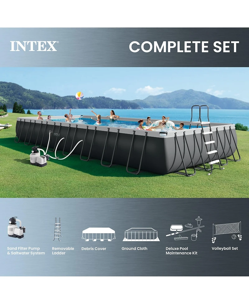 Intex 32' x 16' x 52" Ultra Xtr Rectangular Pool w/ 2 Floating Chairs and Cooler