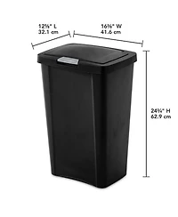 Sterilite 13 Gallon TouchTop Wastebasket with Titanium Latch, Black (16 Pack)
