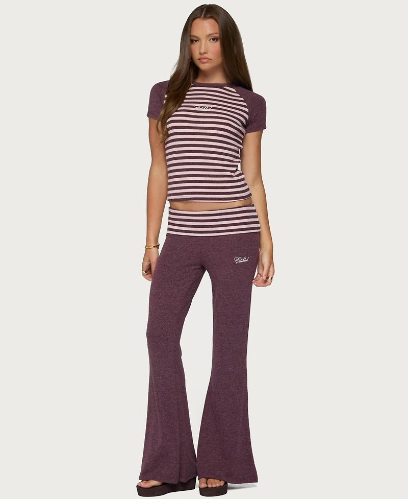 Edikted Women's Stay Stripey Foldover Pants