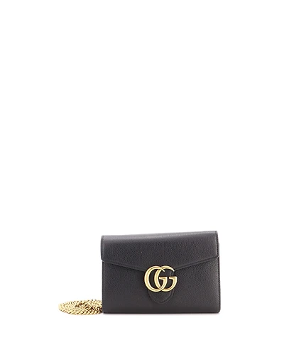Pre-Owned Gucci Mini Gg Marmont Chain Wallet Leather
