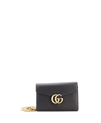Pre-Owned Gucci Mini Gg Marmont Chain Wallet Leather