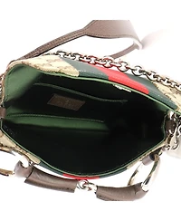 Pre-Owned Gucci Small Horsebit Nm Web Chain Clutch Gg Canvas