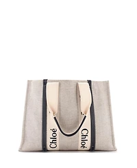 Pre-Owned Chloe Large Woody Tote Canvas with Leather