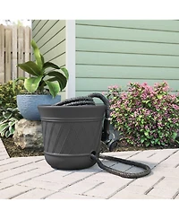 Suncast 14 x 12 Inch Decorative Hideaway Garden Hose Storage Pot, Gray (2 Pack)