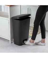 Sterilite 11.9 Gal Rectangle Step On Trash Kitchen Wastebasket, Black (16 Pack)