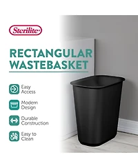 Sterilite Rectangular Wastebasket 5.5 Gallon Open Top Trash Bin, 6 Pack, Black
