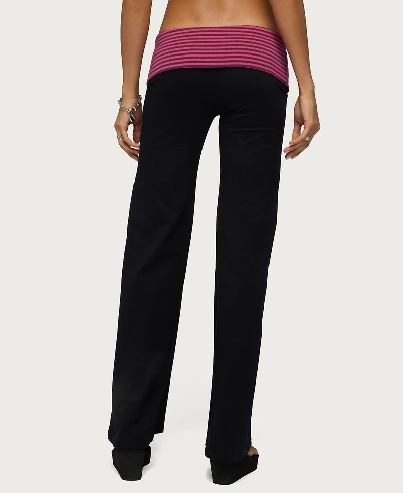 Edikted Women's Maci Striped Foldover Pants