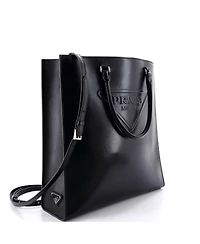 Pre-Owned Prada Medium Triangle Logo Convertible Open Tote Leather