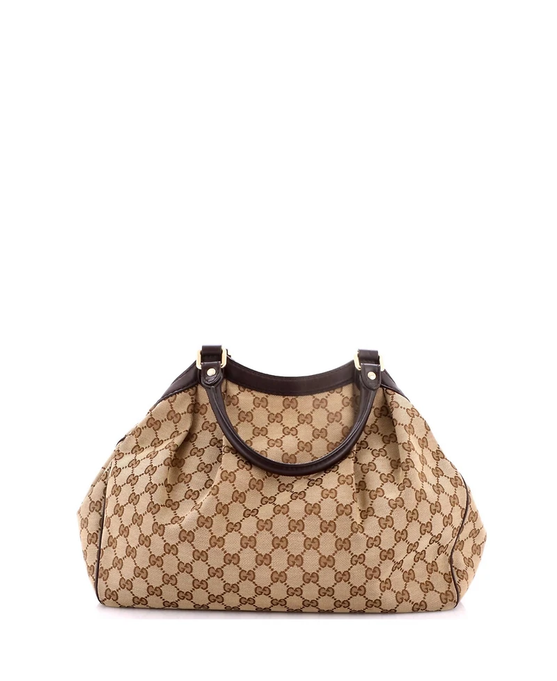 Pre-Owned Gucci Medium Sukey Tote Gg Canvas with Leather