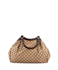 Pre-Owned Gucci Medium Sukey Tote Gg Canvas with Leather