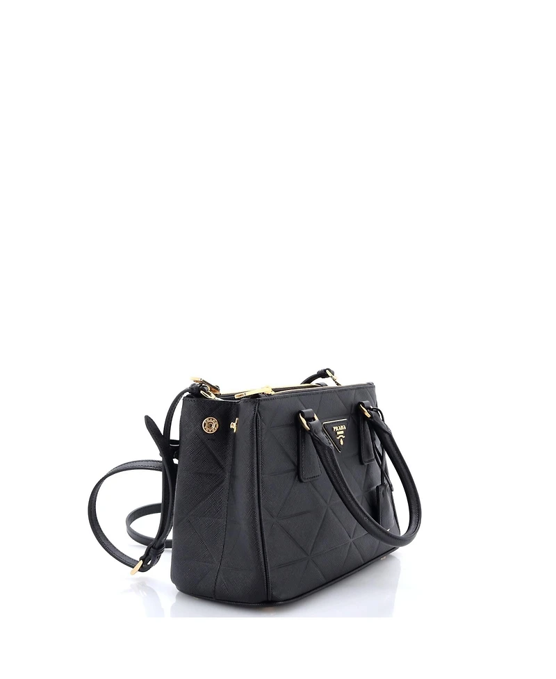 Pre-Owned Prada Mini Symbole Double Zip Tote Saffiano Leather