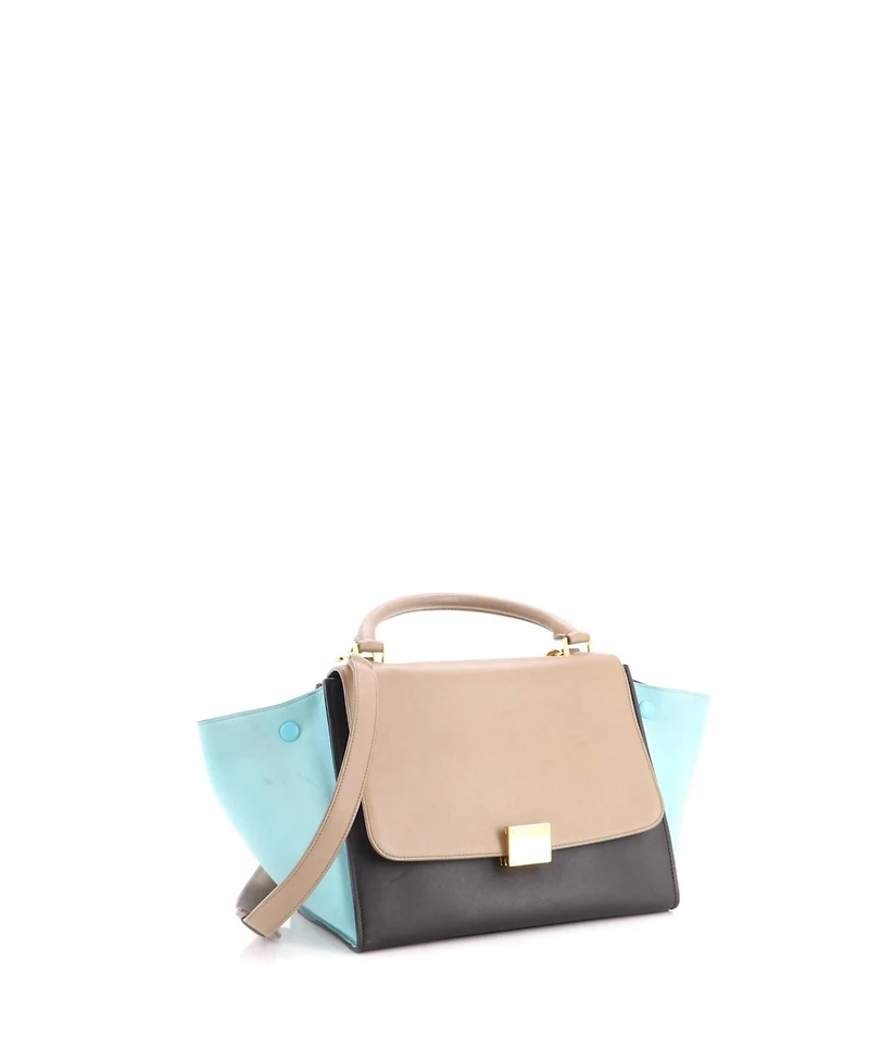 Pre-Owned Celine Small Tricolor Trapeze Bag Leather