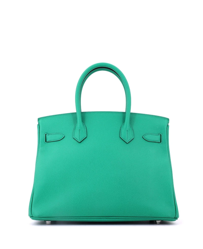 Pre-Owned Hermes Birkin 30 Handbag Green Epsom with Palladium Hardware