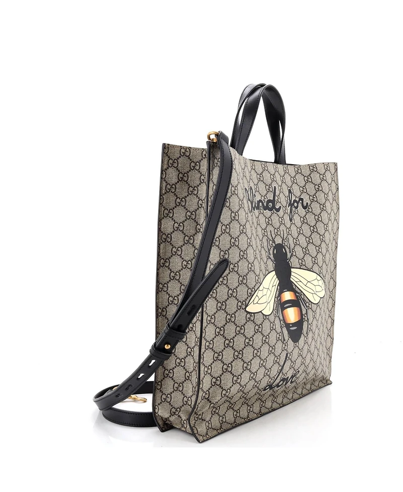 Pre-Owned Gucci Tall Convertible Soft Open Tote Printed Gg Coated Canvas