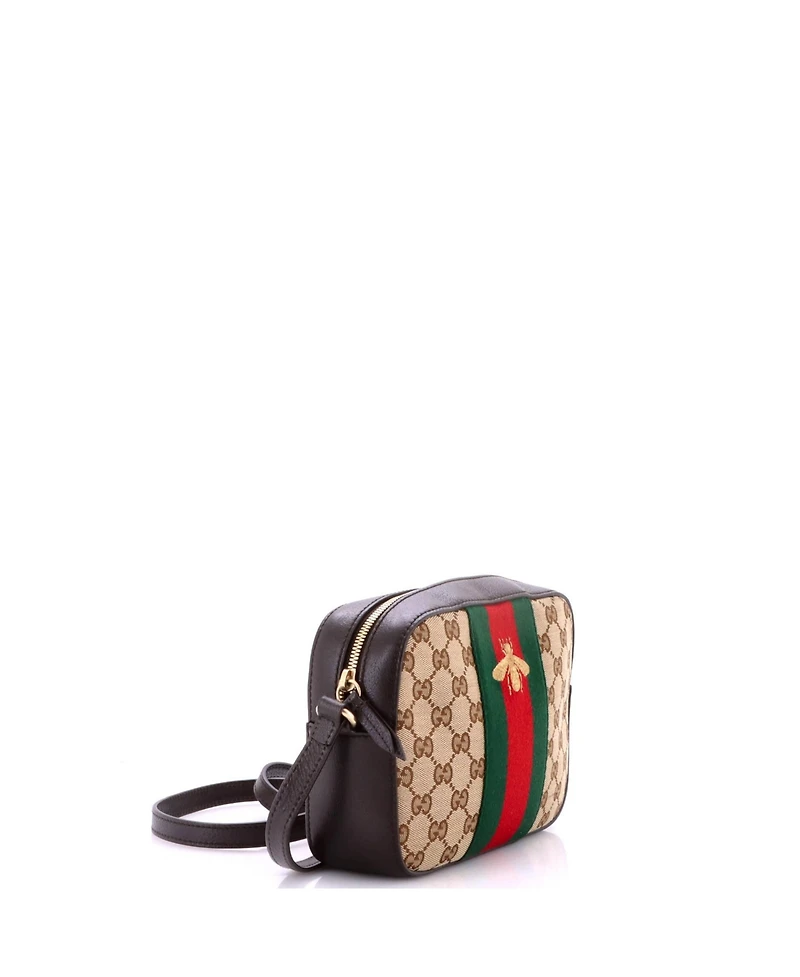 Pre-Owned Gucci Bee Web Camera Bag Gg Canvas