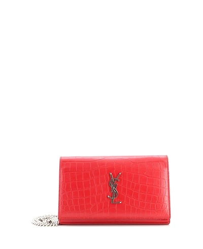 Pre-Owned Saint Laurent Small Classic Monogram Wallet on Chain Embossed Leather