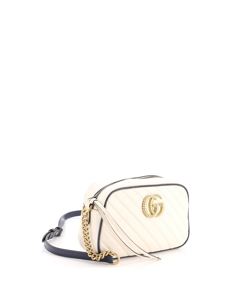 Pre-Owned Gucci Small Gg Marmont Shoulder Bag Diagonal Quilted Leather