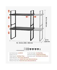 Sugift Expandable 2 Tier Cabinet Shelf Organizer Stackable Countertop Riser for Kitchen and Pantry