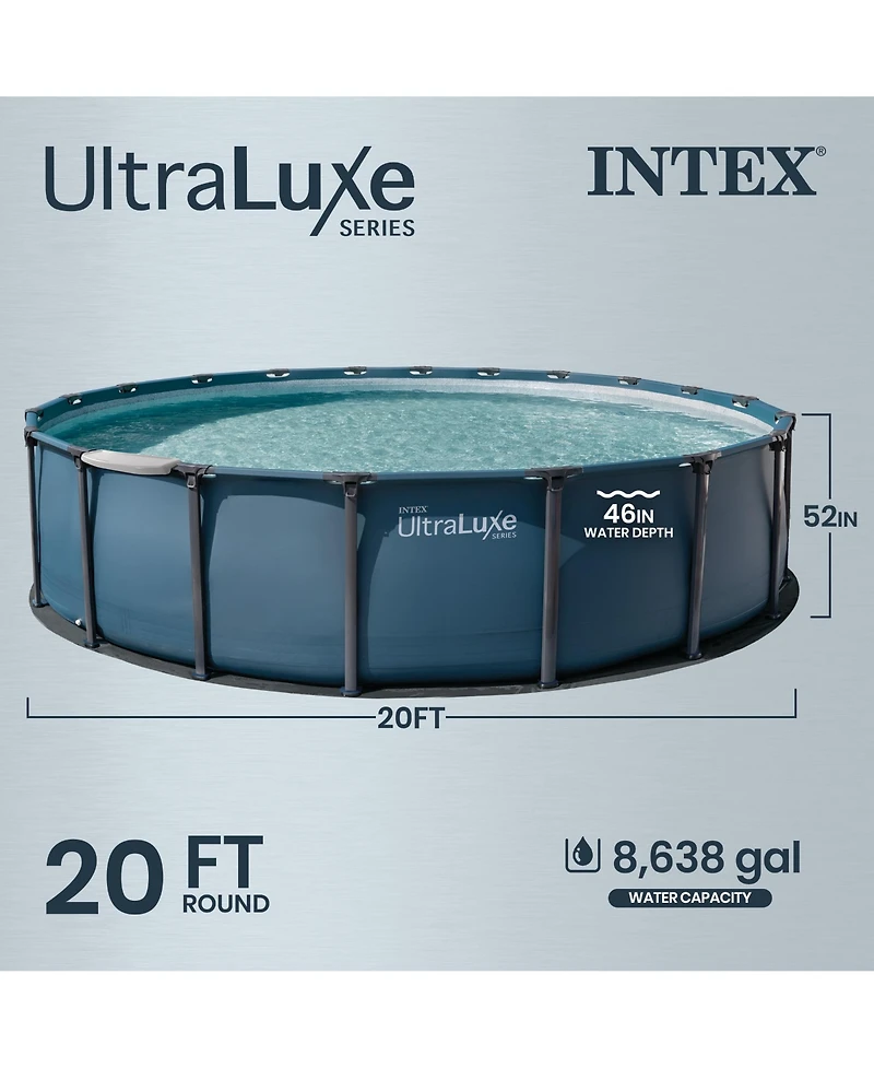 Intex UltraLuxe 20ft x 52in Above Ground Pool, Sand Pump, and Saltwater System