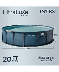 Intex UltraLuxe 20ft x 52in Above Ground Pool, Sand Pump, and Saltwater System