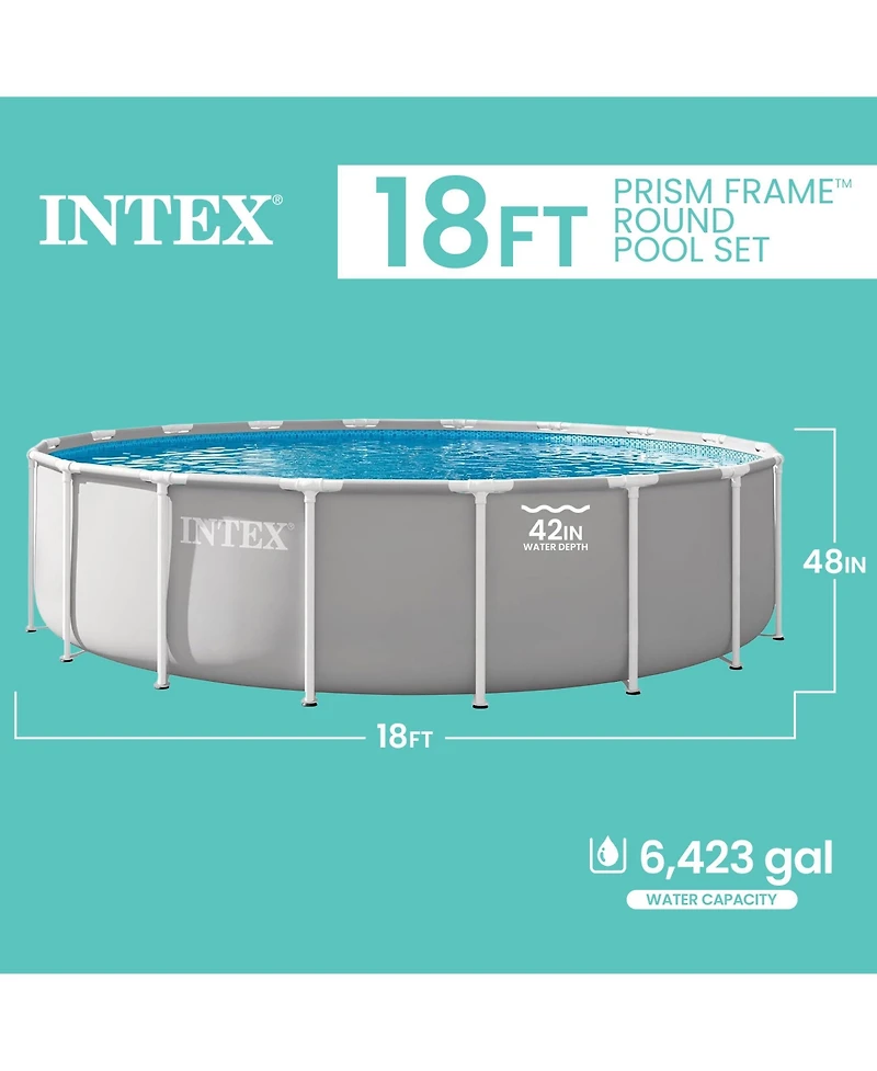 Intex Prism Frame 18ft x 48in Premium Above Ground Pool Set with Filter Pump