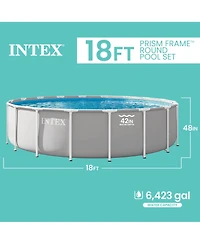 Intex Prism Frame 18ft x 48in Premium Above Ground Pool Set with Filter Pump