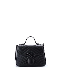 Pre-Owned Gucci Mini Gg Marmont Monochrome Top Handle Flap Bag Matelasse Leather
