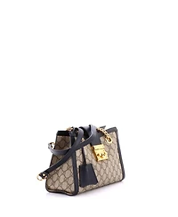 Pre-Owned Gucci Small Padlock Chain Tote Gg Coated Canvas with Leather