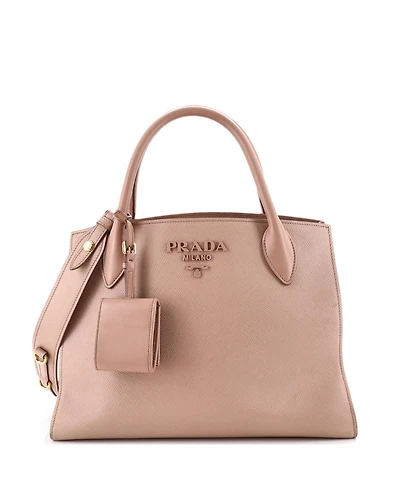 Pre-Owned Prada Medium Monochrome Tote Saffiano with City Calf