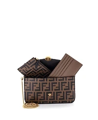Pre-Owned Fendi F is Fendi Envelope Clutch on Chain Zucca Embossed Leather