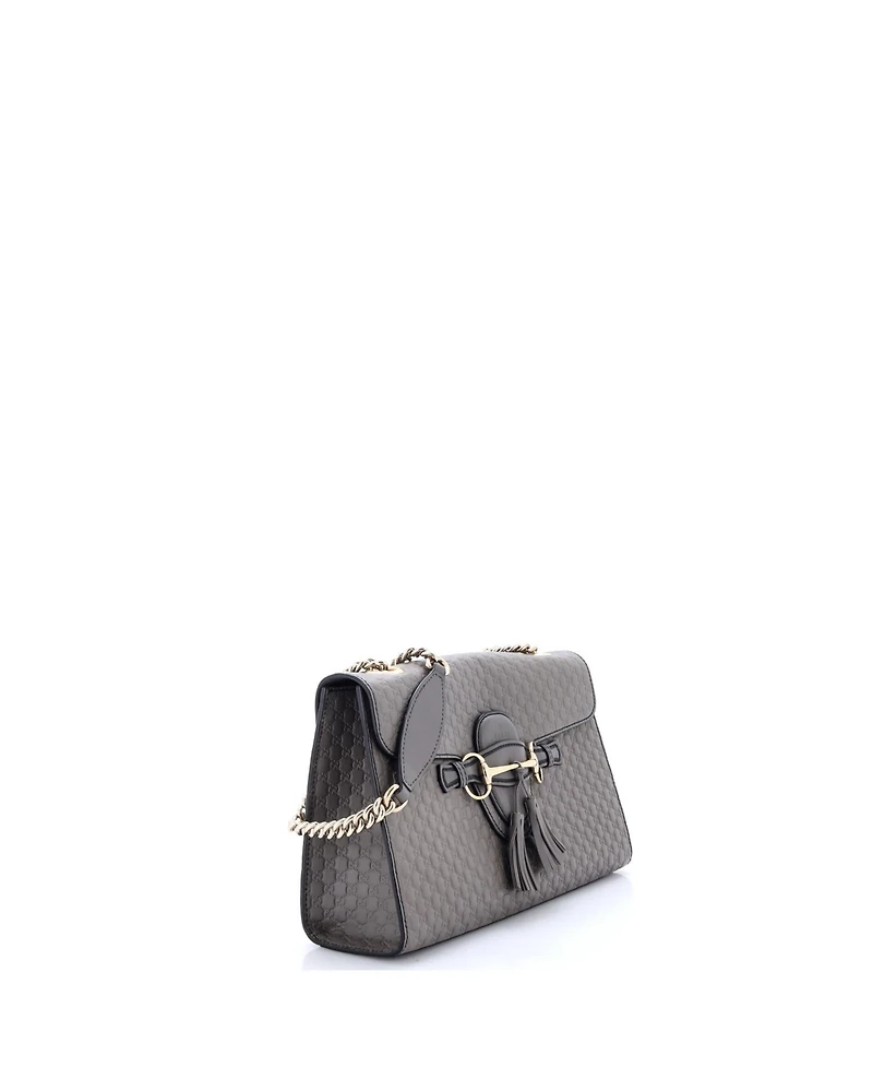 Pre-Owned Gucci Medium Emily Chain Flap Bag Microguccissima Leather