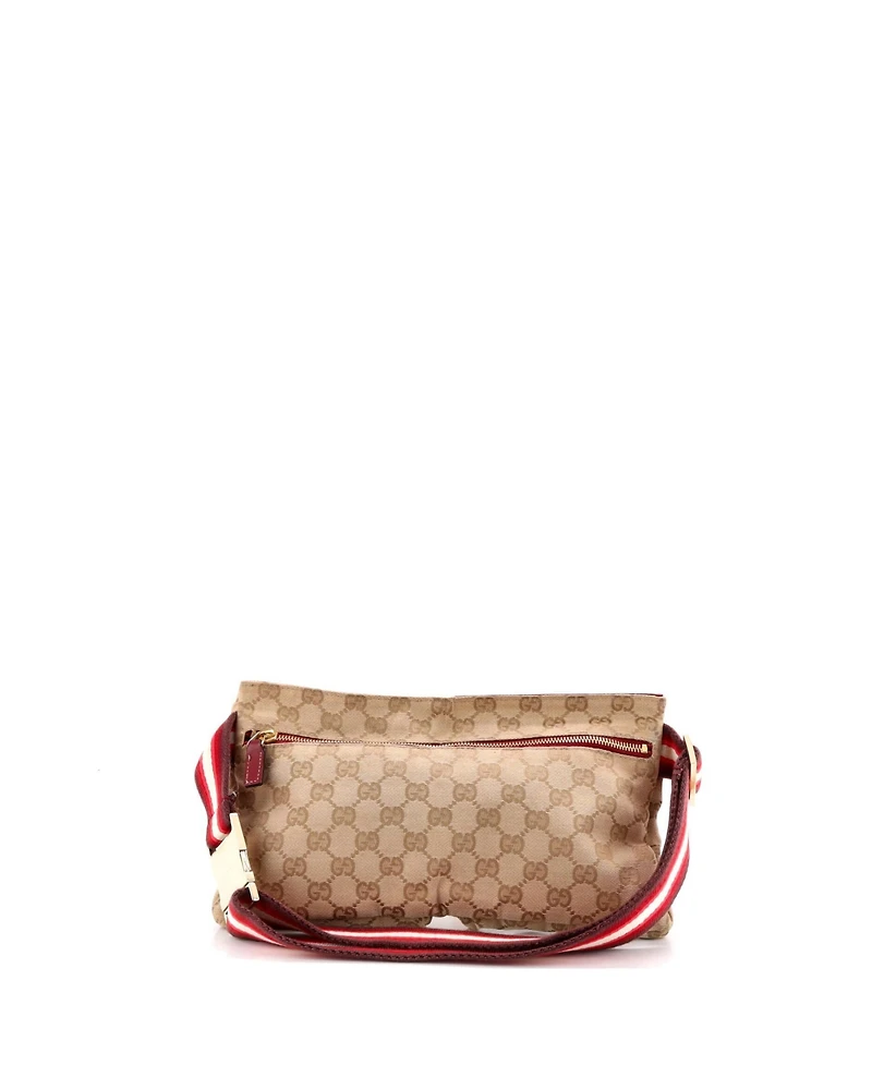 Pre-Owned Gucci Vintage Double Belt Bag Gg Canvas with Leather