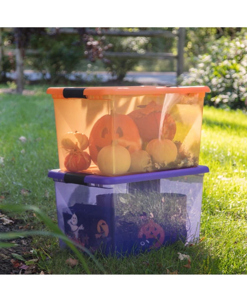 Sterilite Orange 64 Quart Latching Plastic Storage Box Container Tote, (6 Pack)